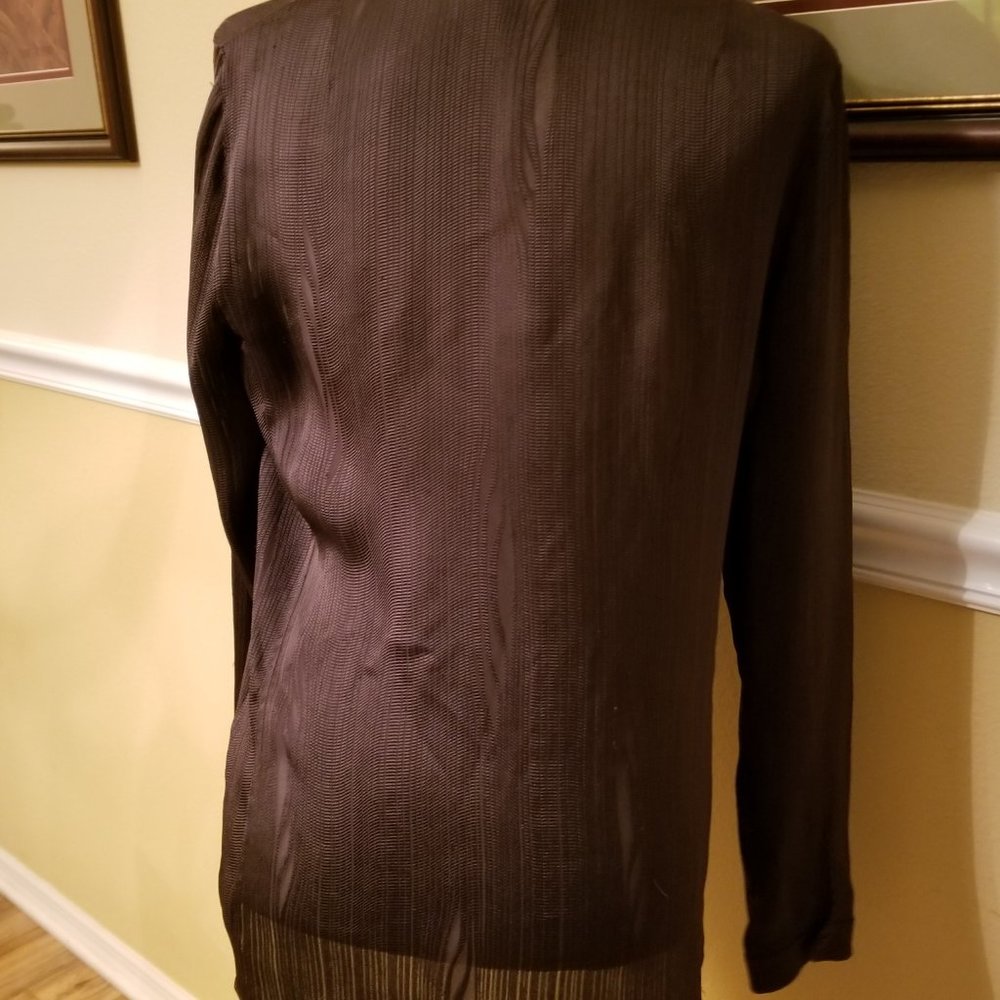 Akris Punto Silk Button Down Blouse Size 8 Gray - Picture 3 of 5